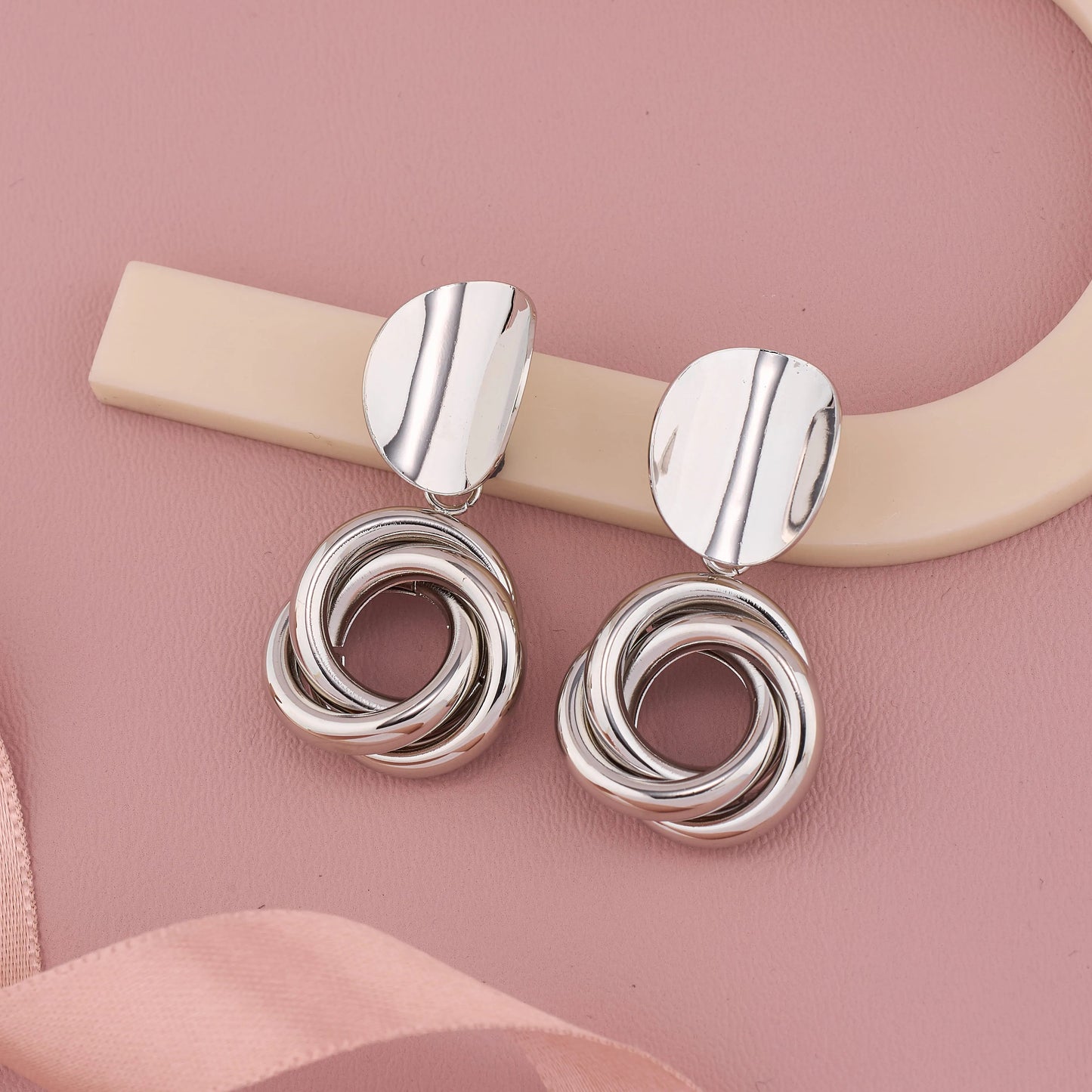 Linked Silver Loop Earrings