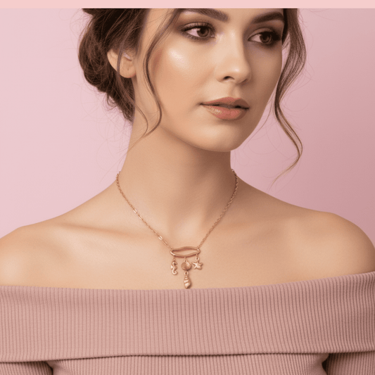 Golden Arch Drops Necklace arch drop pendant close up