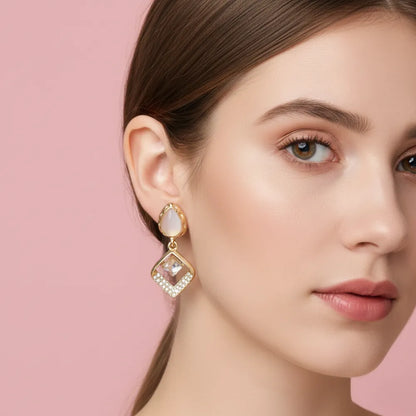 Crystal Gold Frame Earrings
