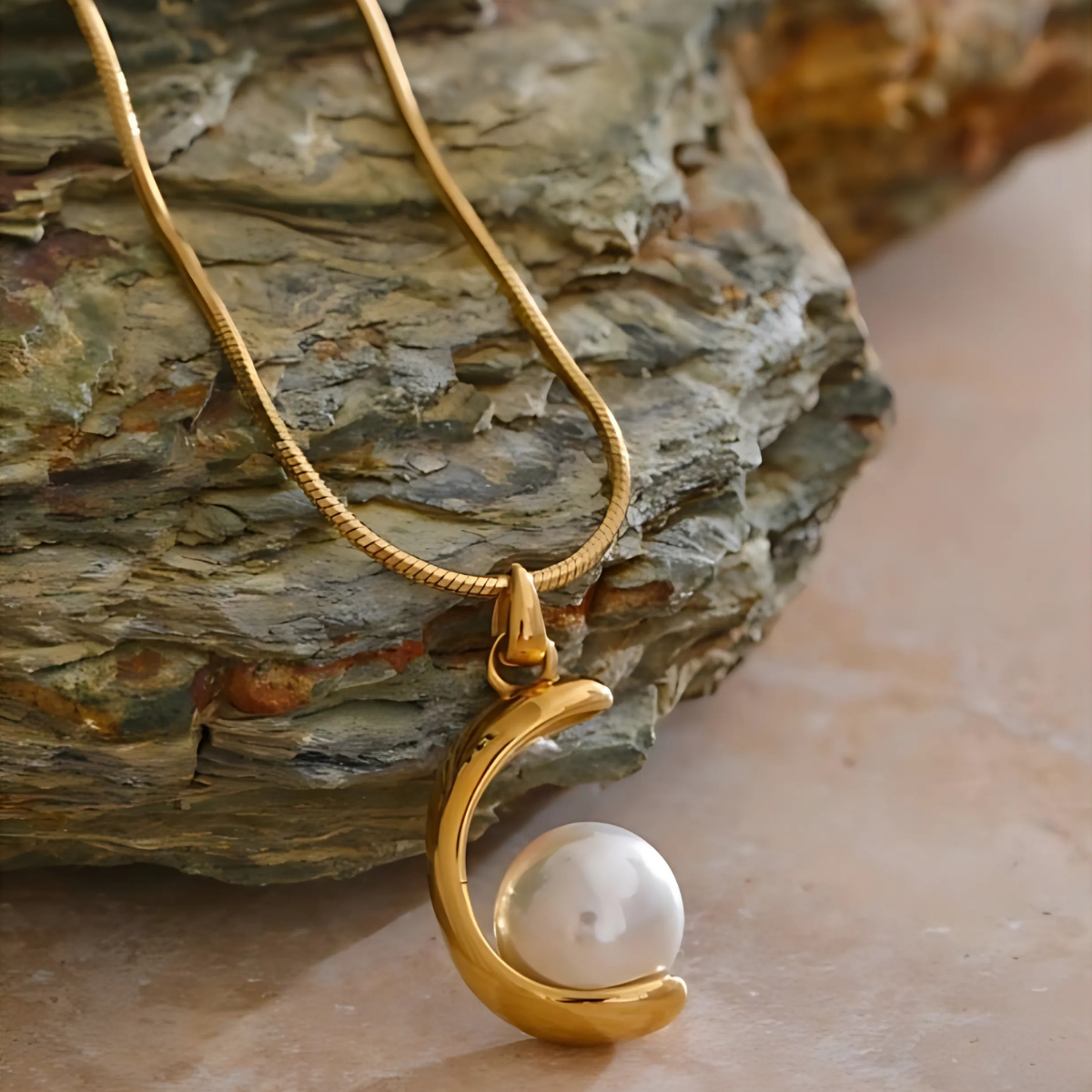 Lunar Cradle Pearl Necklace