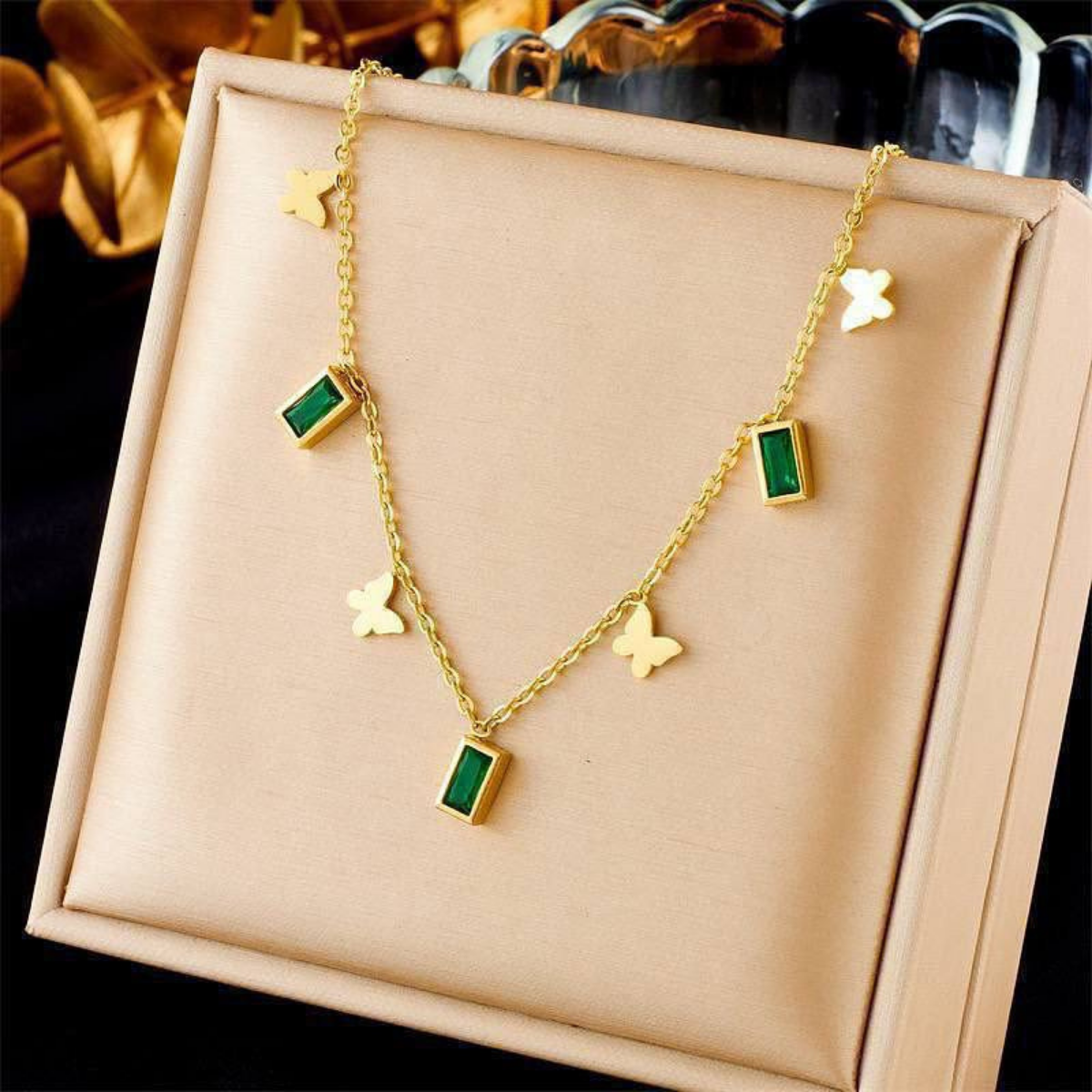 Emerald Flutter Necklace