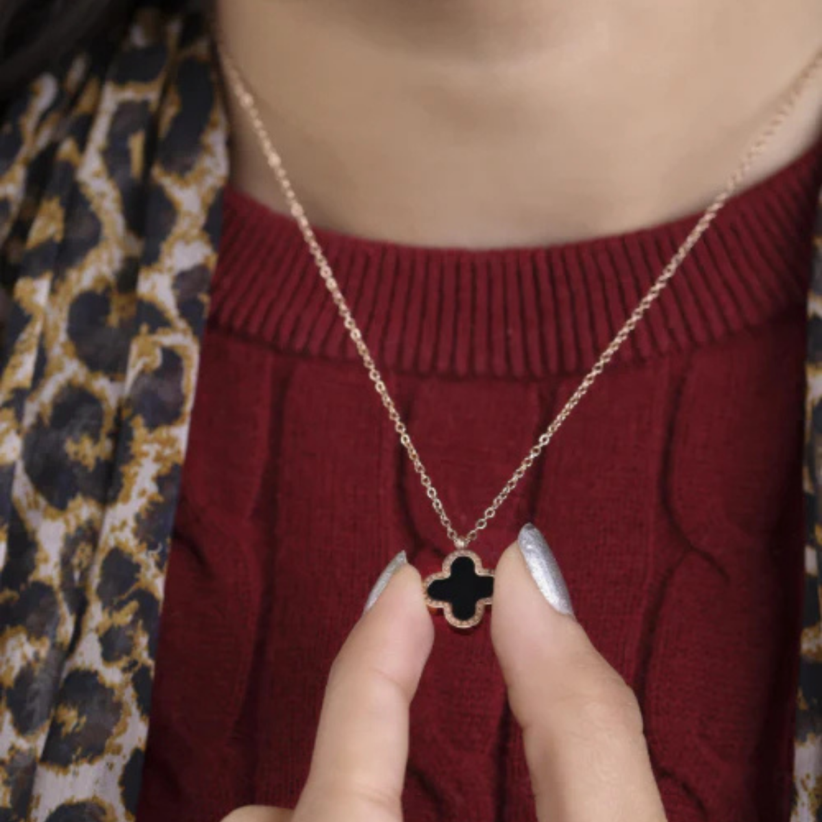 Midnight Clover Necklace