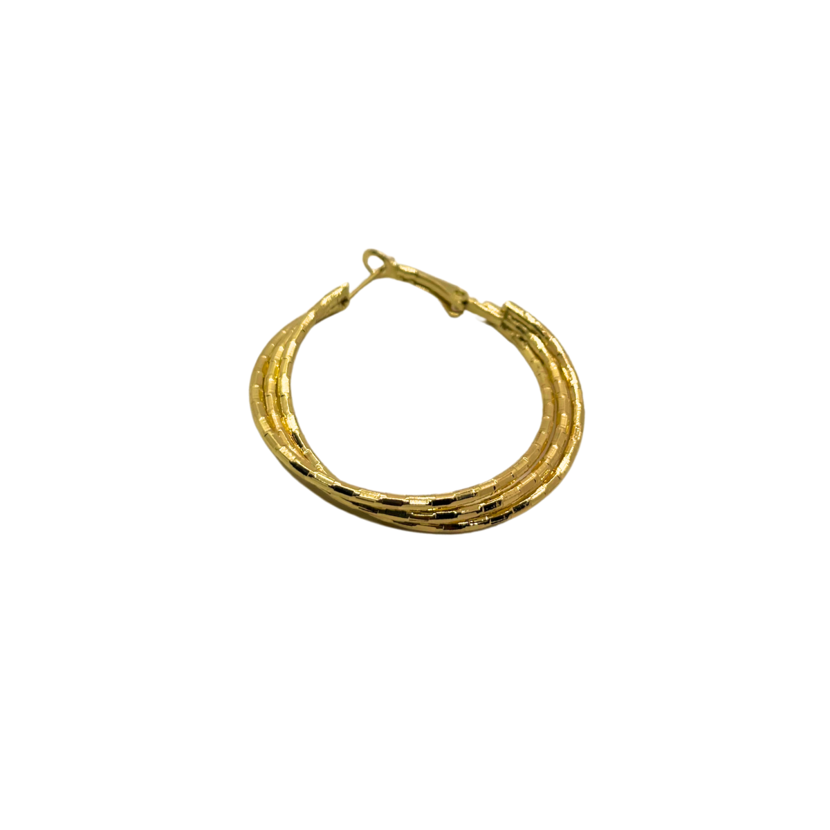 Woven Triple-Strand Gold Hoops