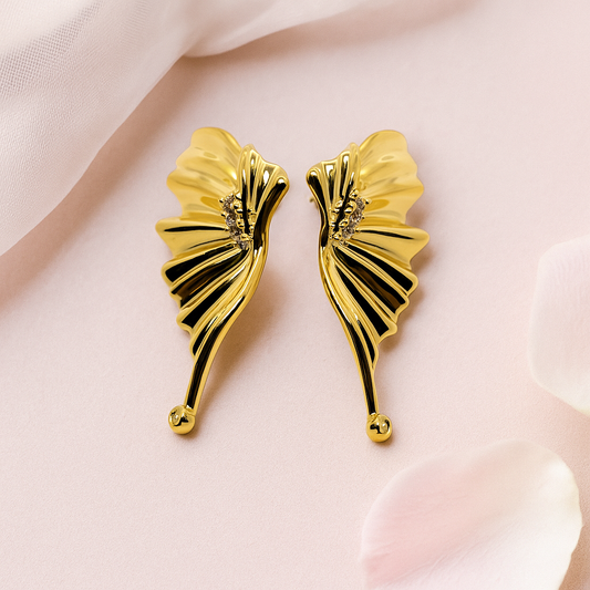 Golden Fae Wing Earrings