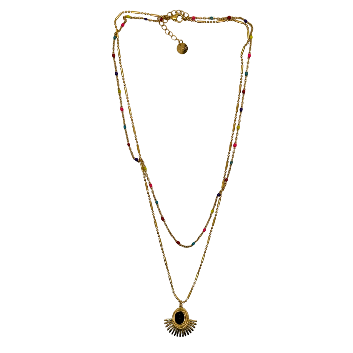 Layered Beaded Sunburst Necklace