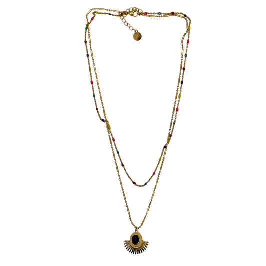 Layered Beaded Sunburst Necklace