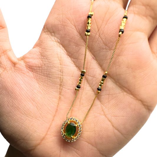 Emerald-Green Halo Mangalsutra
