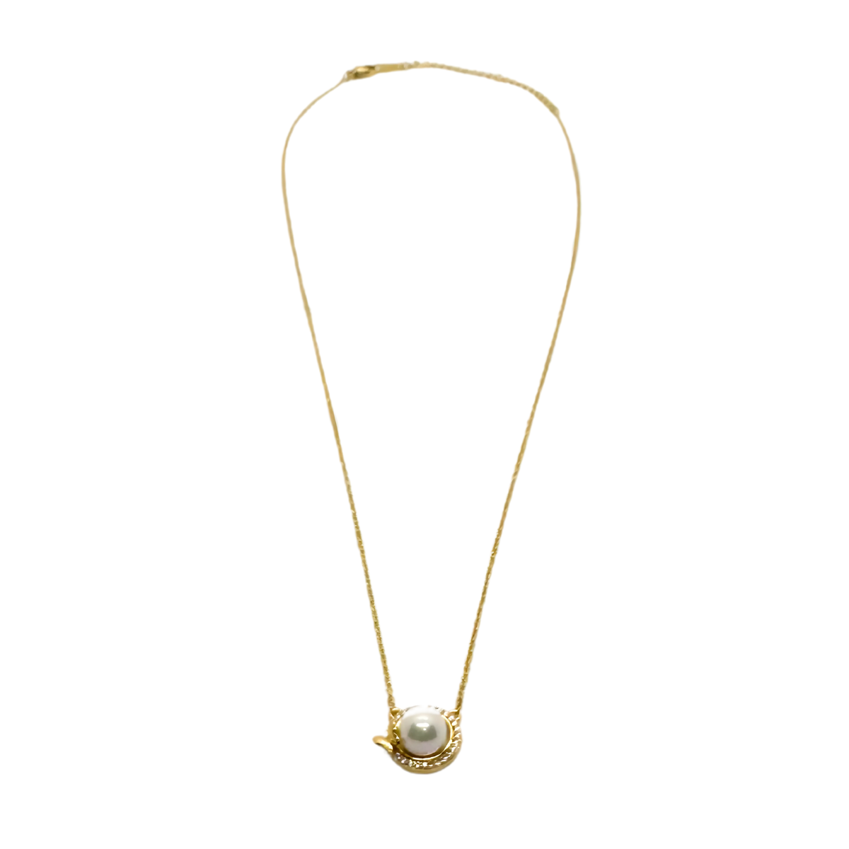 Pearl necklace on a soft pink background