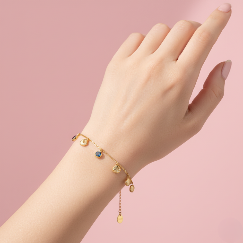 Shell & Gemstone Charm Anklet