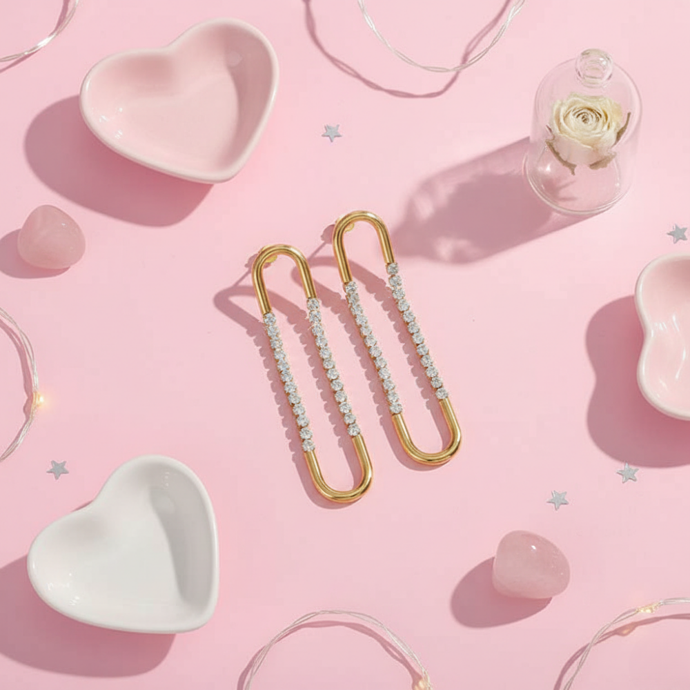 Crystal Safety Pin Earrings