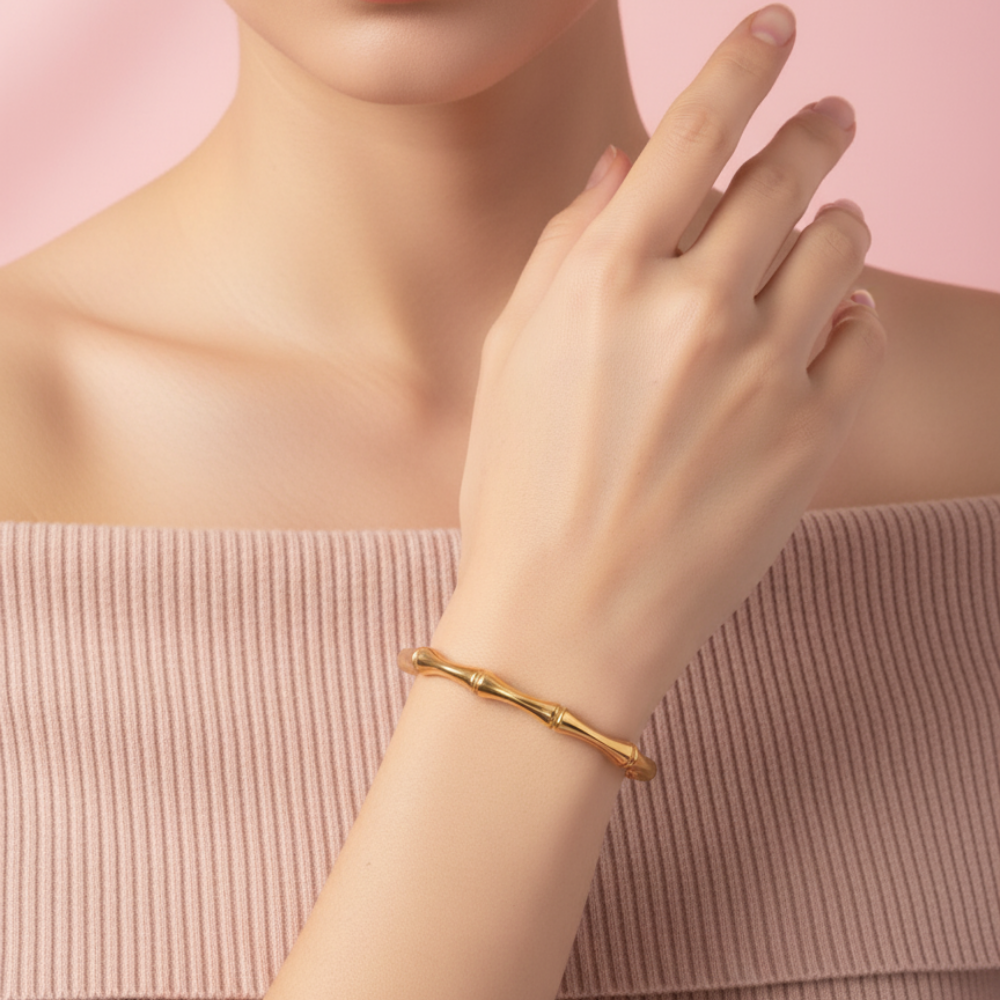 Bamboo Bangle Gold Bracelet