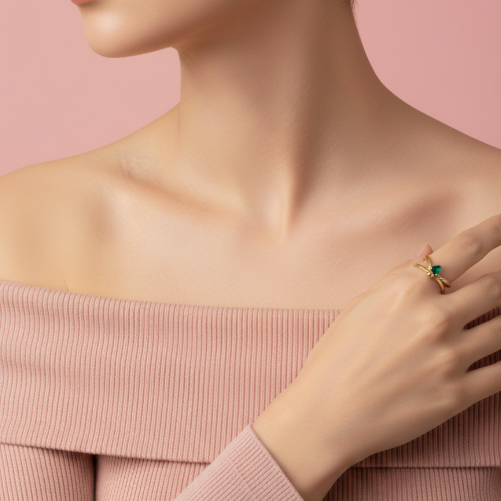 Emerald Bow Ring