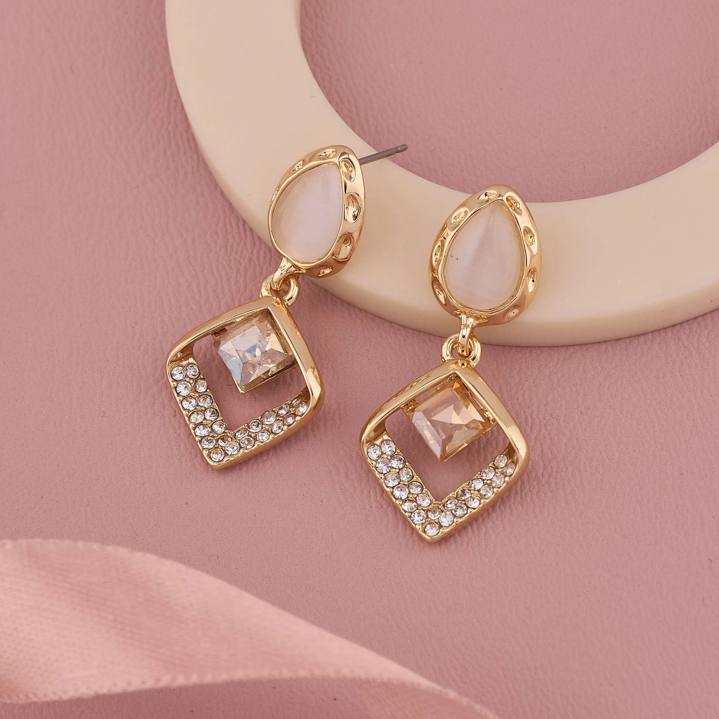 Crystal Gold Frame Earrings