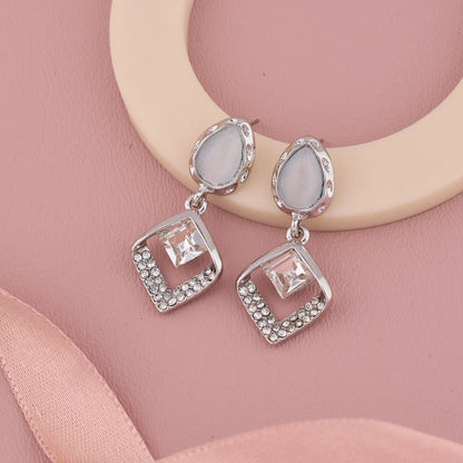 Crystal Silver Frame Earrings