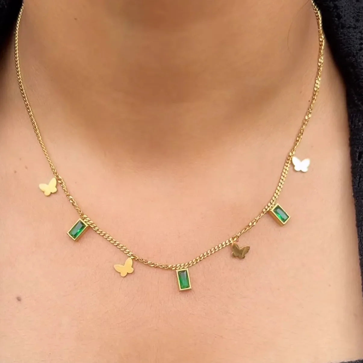 Emerald Flutter Necklace