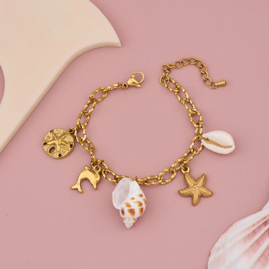 Golden Seaside Charm Bracelet