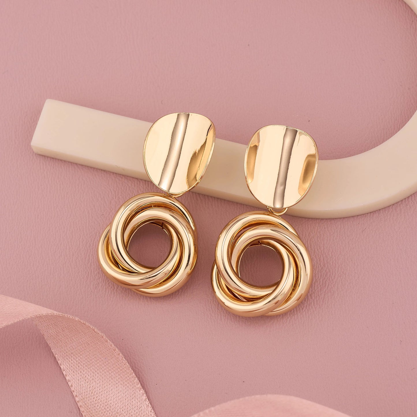 Linked Gold Loop Earrings