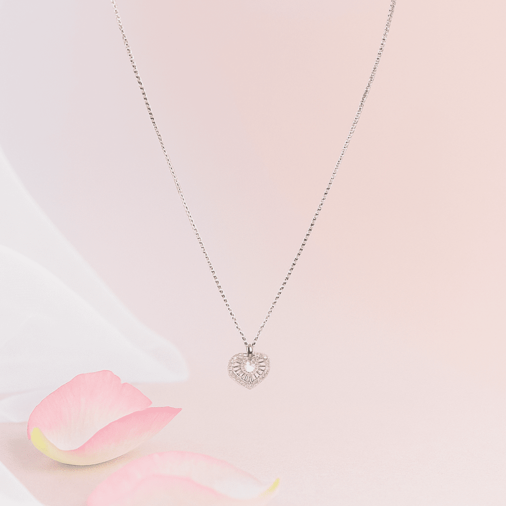 Bejeweled Heart Necklace for Women Anti Tarnish Jewellery
