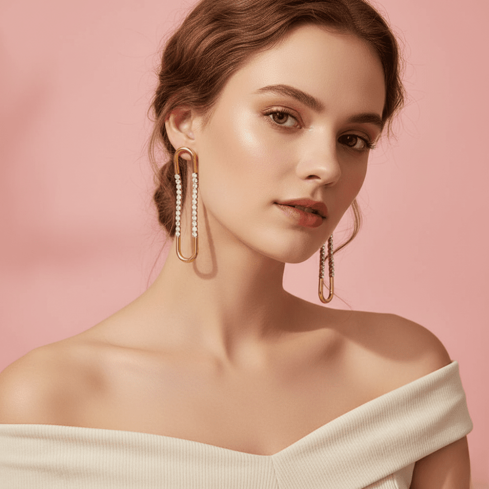 Crystal Safety Pin Earrings