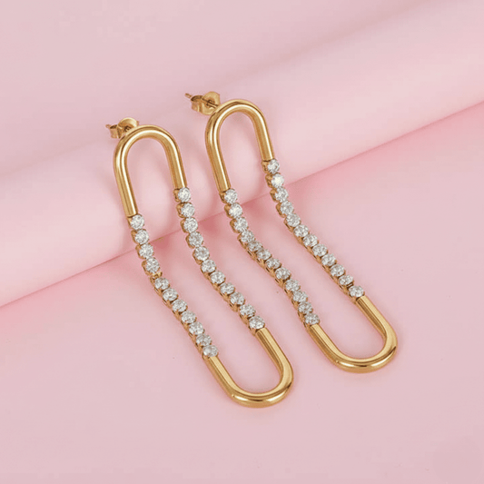 Crystal Safety Pin Earrings for Women
