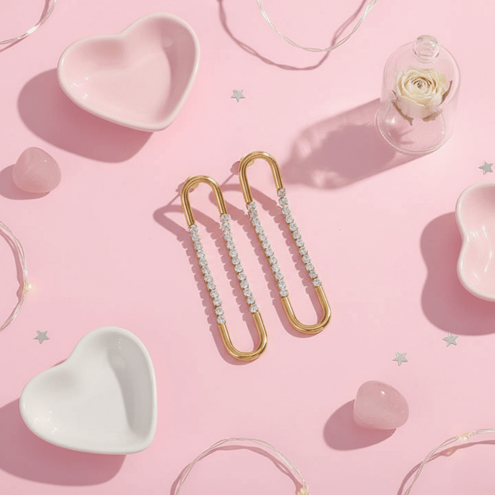 Crystal Safety Pin Earrings