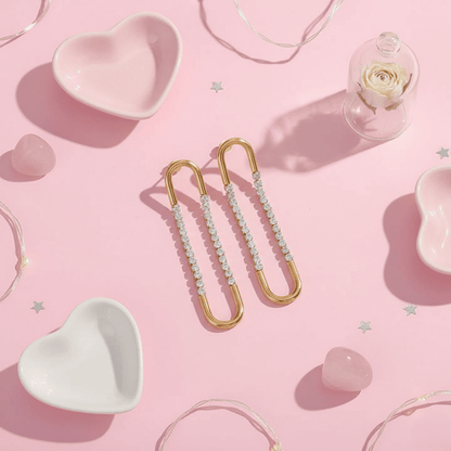 Crystal Safety Pin Earrings