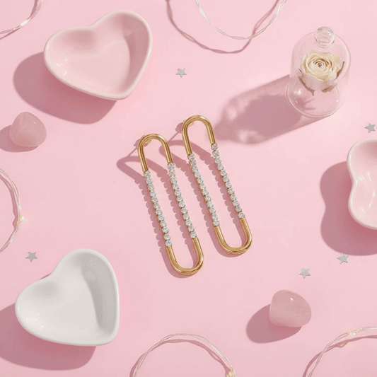 Crystal Safety Pin Earrings