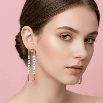 Crystal Safety Pin Earrings for Women Close Up