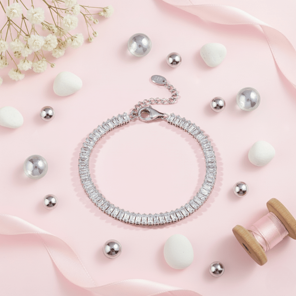 Elegant Crystal Tennis Bracelet Close Up