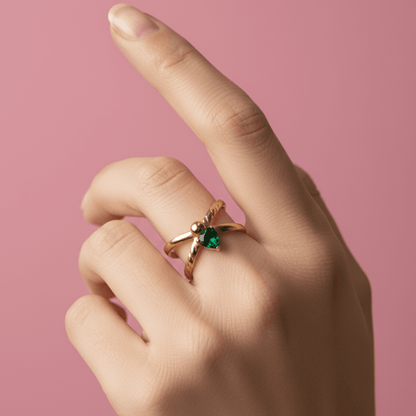 Emerald Bow Ring – Anti-Tarnish Jewelry