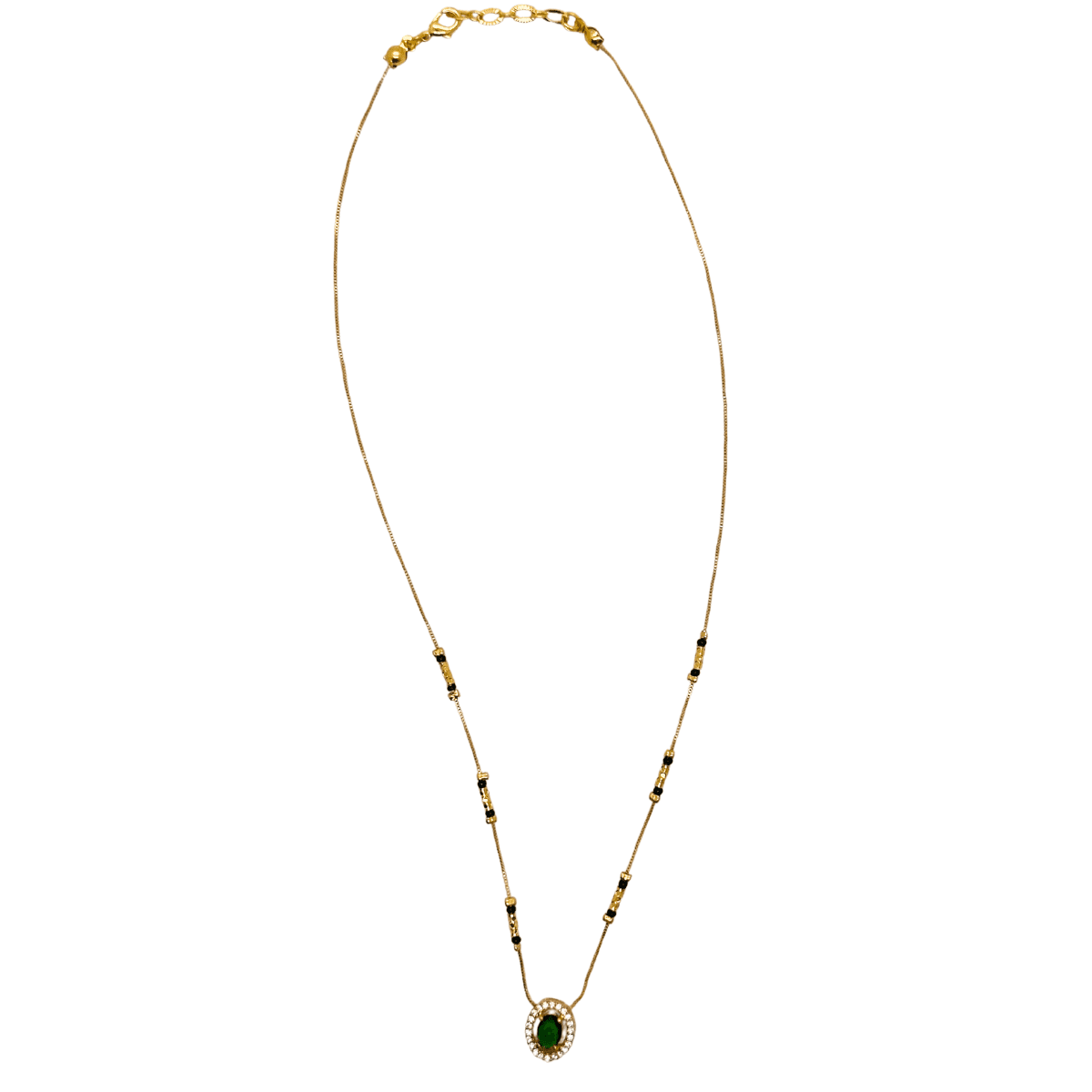 Emerald-Green Halo Mangalsutra for Women Anti Tarnish Jewellery