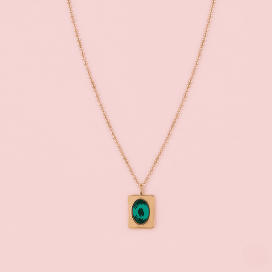 Anti-Tarnish Emerald Green Stone Necklace for Women