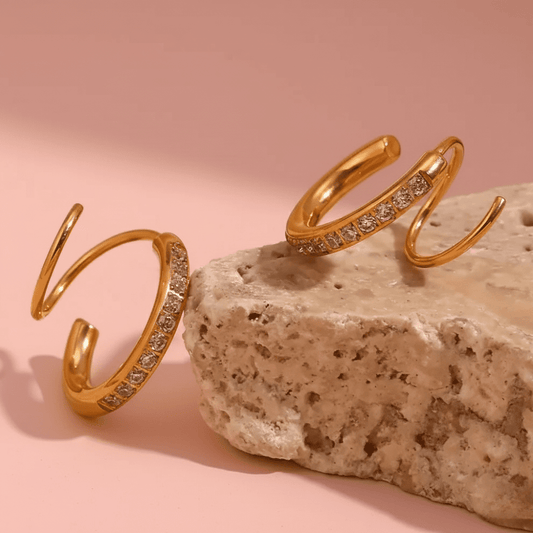 Gold Ear Cuffs Set with Crystal Stones – Anti-Tarnish Jewelry