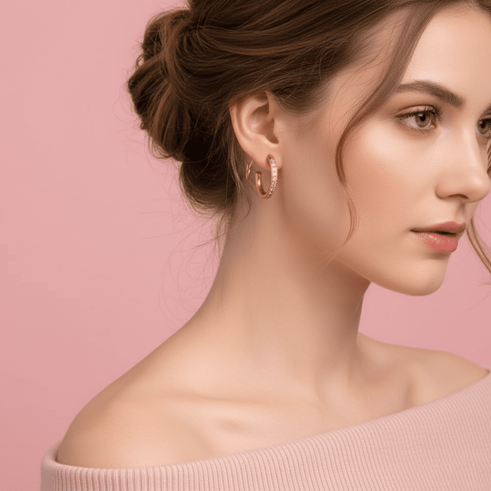 Gold Ear Cuffs Set with Crystal Stones