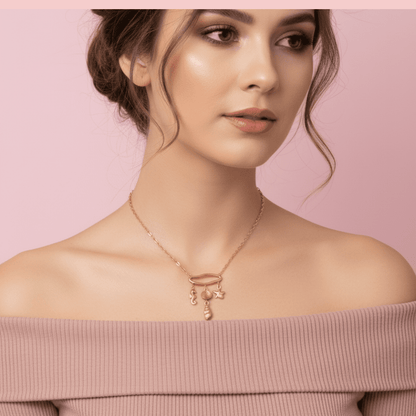 Golden Arch Drops Necklace arch drop pendant close up