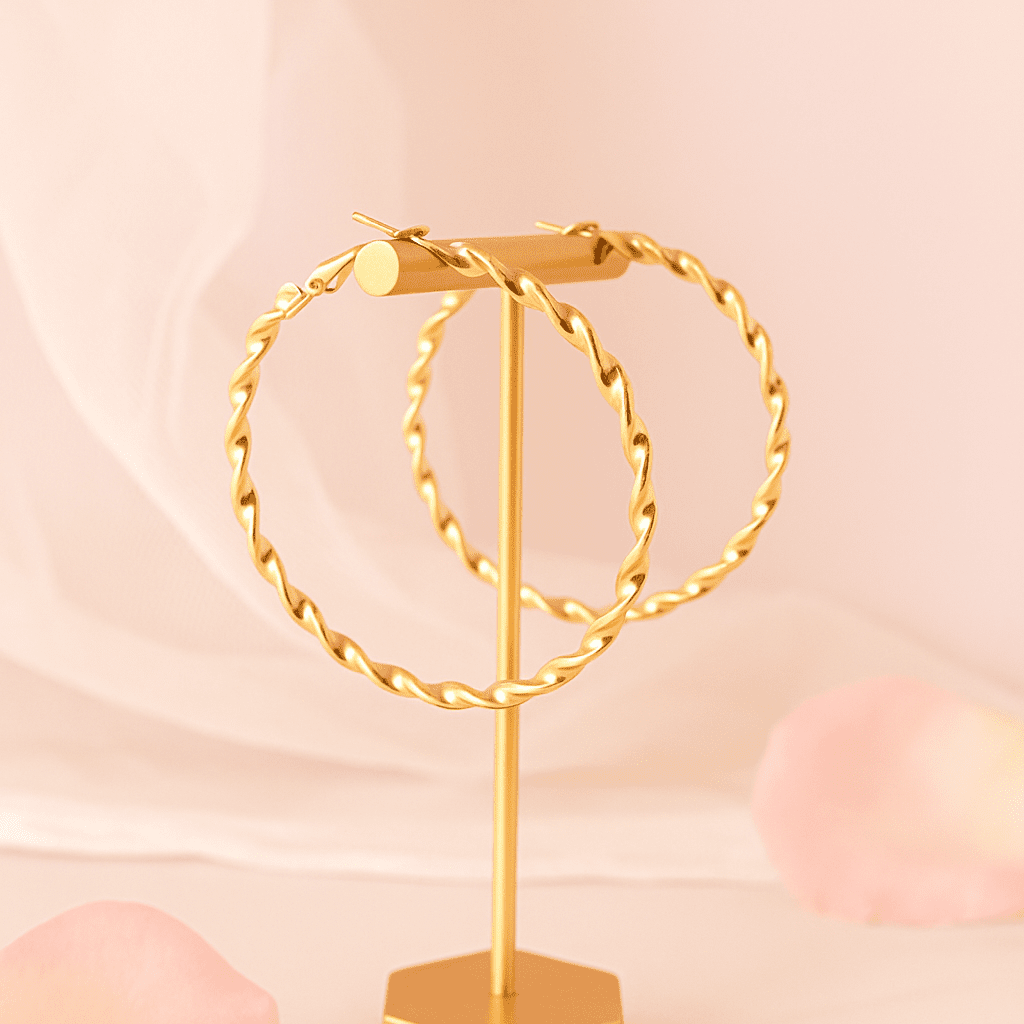 Minimal Golden Helix Hoops Jewellery