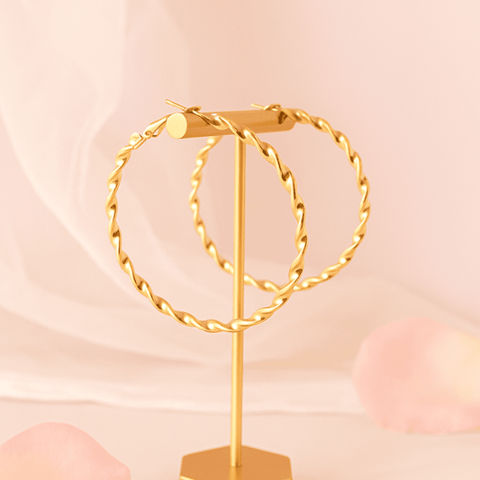 Minimal Golden Helix Hoops Jewellery