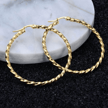 Golden Spiral Hoops for Women Anti Tarnish Jewellery