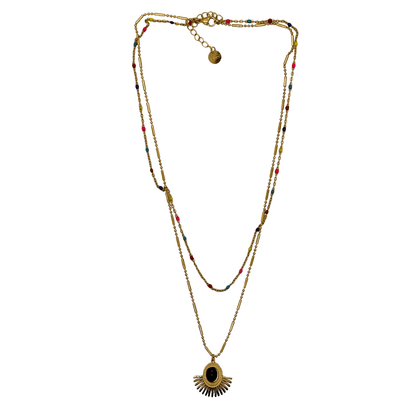 Layered Beaded Sunburst Necklace for Women Anti Tarnish Jewellery