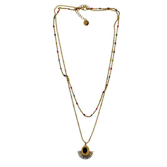 Layered Beaded Sunburst Necklace for Women Anti Tarnish Jewellery