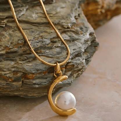 Lunar Cradle Pearl Necklace Daily Wear Anti Tarnish Jewellery