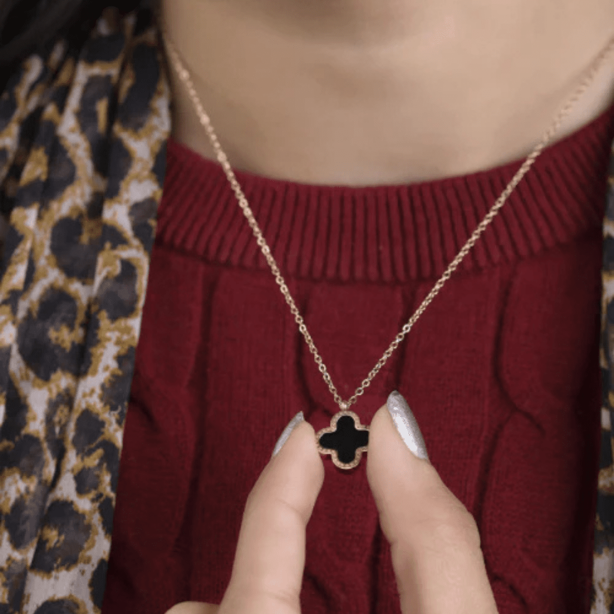 Midnight Clover Necklace