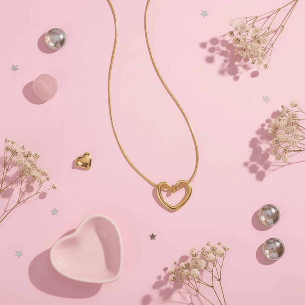 Open Heart Necklace Anti Tarnish Jewellery for Work