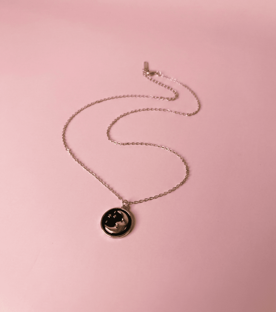 Shadow Moon Necklace round pendant anti tarnish jewellery