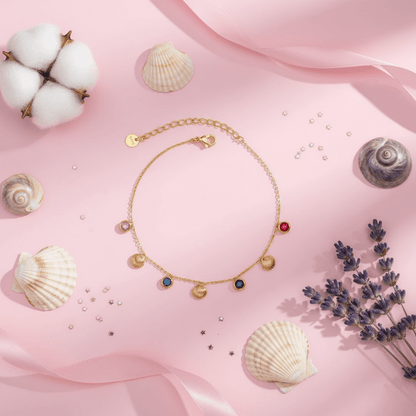 Shell & Gemstone Charm Bracelet