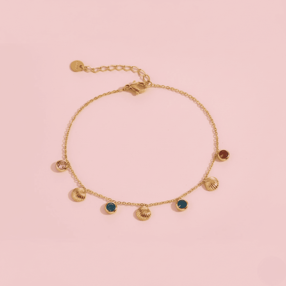 Shell and Gemstone Charm Bracelet for Women