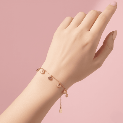 Shell and Gemstone Charm Bracelet Close Up