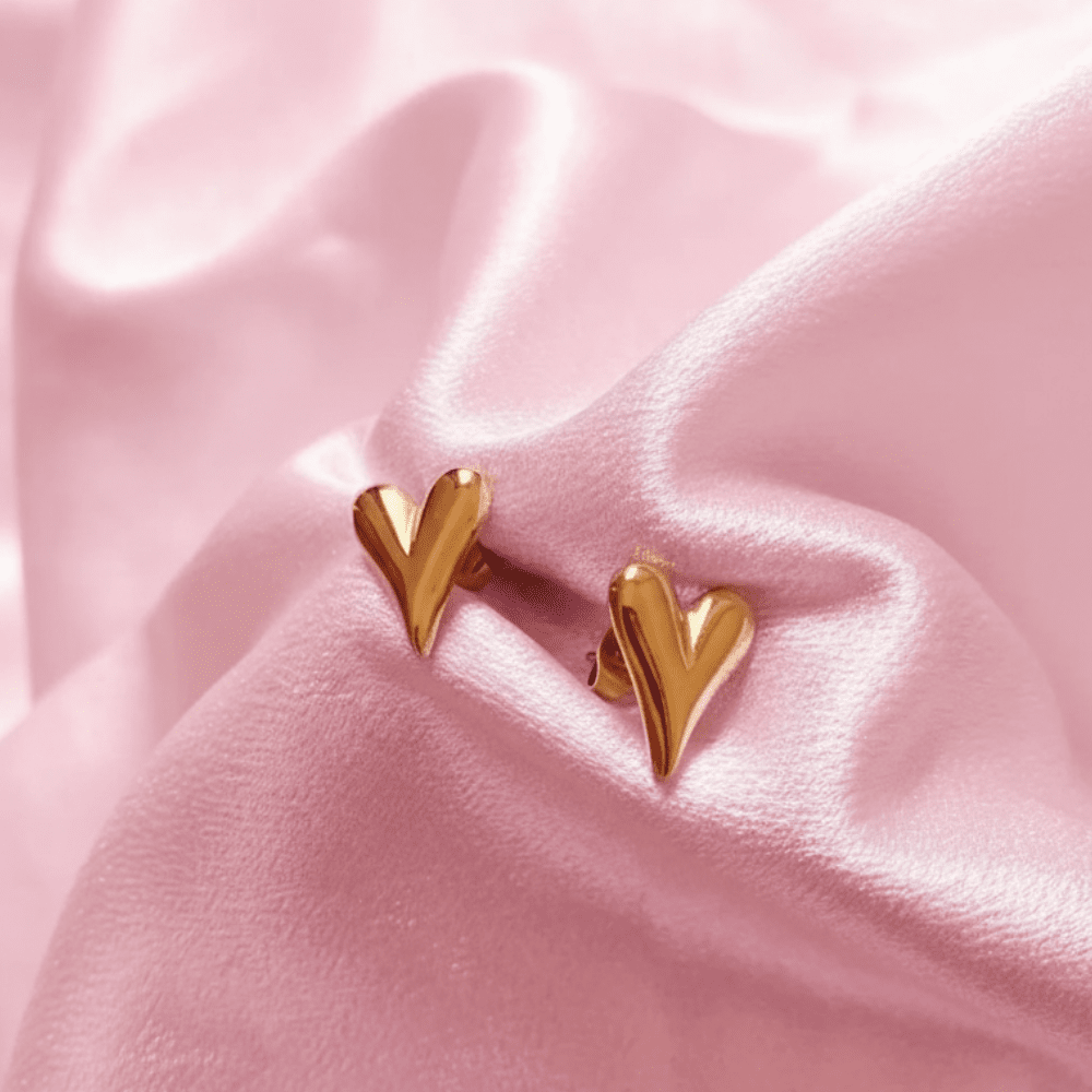 Slim Heart Studs for Women Anti Tarnish Jewellery