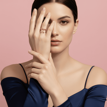 Elegant Twin Drop Ring Anti Tarnish Jewellery Close Up