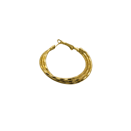 Woven Triple - Strand Gold Hoops
